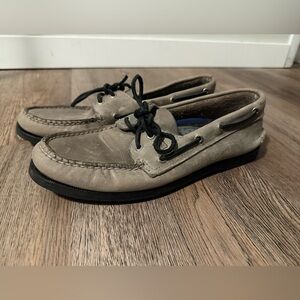 Grey leather Sperry Boat Shoes Size 9.5